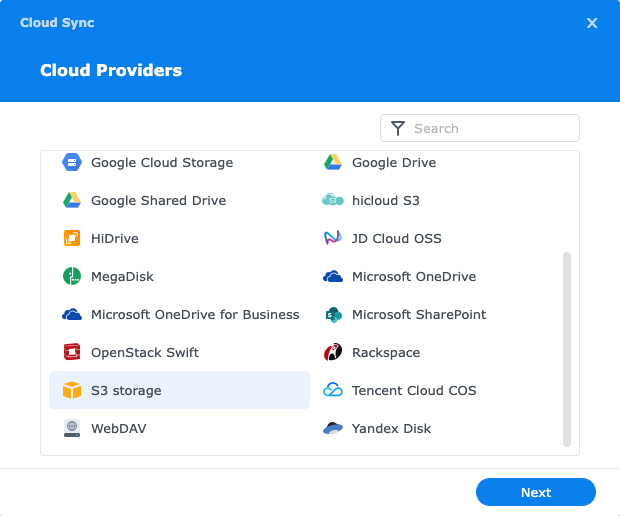 Auswahl des S3 Cloud Providers